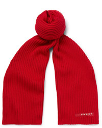 Мужской красный шерстяной шарф от Prada