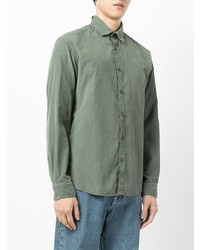Мужская мятная вельветовая рубашка с длинным рукавом от Sunspel