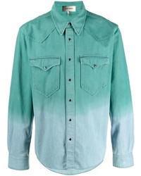 Мужская мятная джинсовая рубашка с принтом тай-дай от Isabel Marant