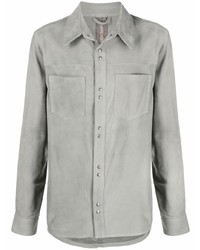 Мужская мятная замшевая рубашка с длинным рукавом от Giorgio Brato