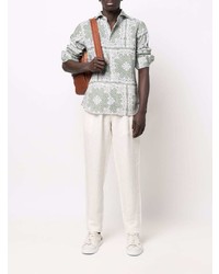 Мужская мятная классическая рубашка с "огурцами" от Fedeli