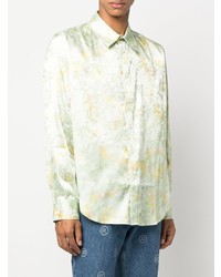 Мужская мятная классическая рубашка с цветочным принтом от Martine Rose