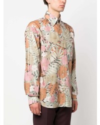 Мужская мятная классическая рубашка с цветочным принтом от Tom Ford