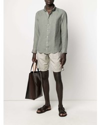 Мужская мятная льняная рубашка с длинным рукавом от Hackett