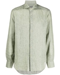 Мужская мятная льняная рубашка с длинным рукавом от Corneliani