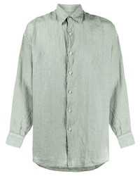 Мужская мятная льняная рубашка с длинным рукавом от Costumein