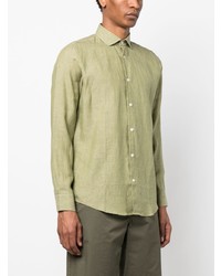 Мужская мятная льняная рубашка с длинным рукавом от Frescobol Carioca