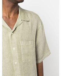 Мужская мятная льняная рубашка с коротким рукавом от 120% Lino
