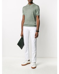 Мужская мятная льняная футболка-поло от Barba