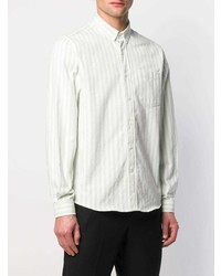 Мужская мятная рубашка с длинным рукавом в вертикальную полоску от Ami Paris