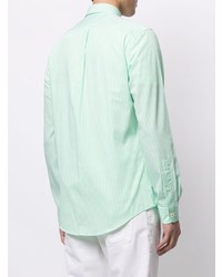 Мужская мятная рубашка с длинным рукавом в вертикальную полоску от Polo Ralph Lauren