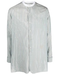 Мужская мятная рубашка с длинным рукавом в вертикальную полоску от Maison Margiela
