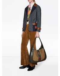 Мужская мятная рубашка с длинным рукавом в вертикальную полоску от Gucci
