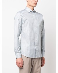 Мужская мятная рубашка с длинным рукавом в вертикальную полоску от Canali