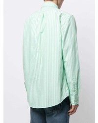 Мужская мятная рубашка с длинным рукавом в вертикальную полоску от Polo Ralph Lauren