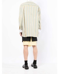 Мужская мятная рубашка с длинным рукавом в вертикальную полоску от Raf Simons