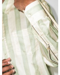 Мужская мятная рубашка с длинным рукавом в вертикальную полоску от COMMAS