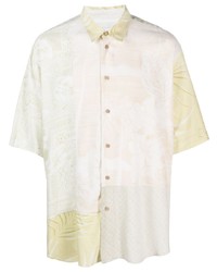 Мятная рубашка с длинным рукавом в стиле пэчворк