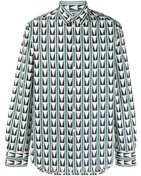 Мужская мятная рубашка с длинным рукавом с геометрическим рисунком от Lanvin