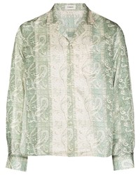 Мужская мятная рубашка с длинным рукавом с "огурцами" от COMMAS