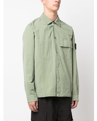 Мужская мятная рубашка с длинным рукавом от Stone Island