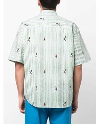 Мужская мятная рубашка с коротким рукавом в вертикальную полоску от Etro