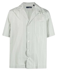Мужская мятная рубашка с коротким рукавом в вертикальную полоску от Lardini