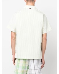 Мужская мятная рубашка с коротким рукавом в вертикальную полоску от Thom Browne