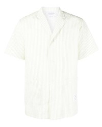 Мужская мятная рубашка с коротким рукавом в вертикальную полоску от Thom Browne