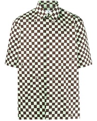 Мужская мятная рубашка с коротким рукавом в клетку от Off-White