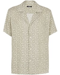 Мужская мятная рубашка с коротким рукавом с геометрическим рисунком от Balmain