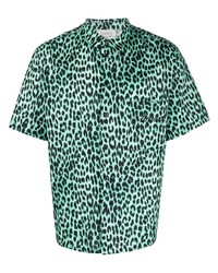 Мятная рубашка с коротким рукавом с леопардовым принтом