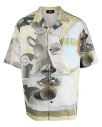 Мужская мятная рубашка с коротким рукавом с принтом от EGONlab