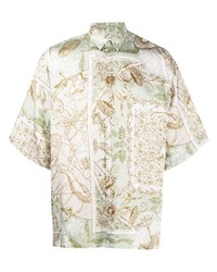 Мужская мятная рубашка с коротким рукавом с принтом от Givenchy