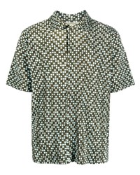 Мужская мятная рубашка с коротким рукавом с принтом от Homme Plissé Issey Miyake