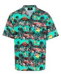 Мужская мятная рубашка с коротким рукавом с принтом от Mauna Kea