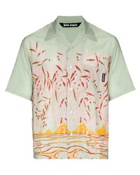 Мужская мятная рубашка с коротким рукавом с принтом от Palm Angels