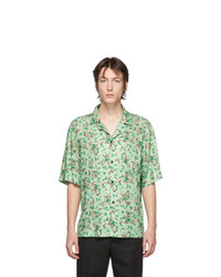 Мужская мятная рубашка с коротким рукавом с цветочным принтом от Acne Studios