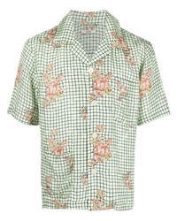 Мужская мятная рубашка с коротким рукавом с цветочным принтом от Bode