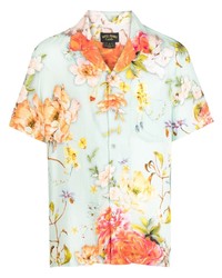 Мужская мятная рубашка с коротким рукавом с цветочным принтом от Camilla