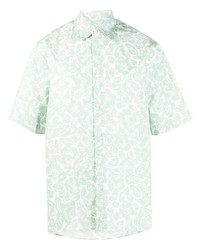Мужская мятная рубашка с коротким рукавом с цветочным принтом от Lanvin