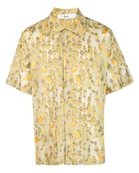 Мужская мятная рубашка с коротким рукавом с цветочным принтом от Séfr