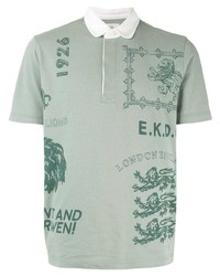 Мужская мятная футболка-поло с принтом от Kent & Curwen