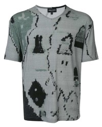 Мужская мятная футболка с v-образным вырезом с принтом от Giorgio Armani