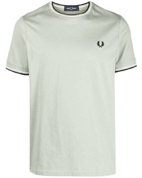 Мужская мятная футболка с круглым вырезом в горизонтальную полоску от Fred Perry