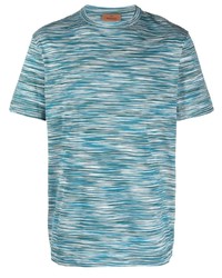 Мужская мятная футболка с круглым вырезом в горизонтальную полоску от Missoni
