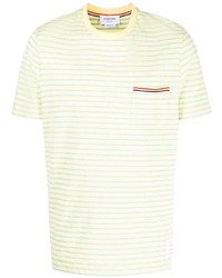 Мужская мятная футболка с круглым вырезом в горизонтальную полоску от Thom Browne