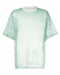 Мужская мятная футболка с круглым вырезом в сеточку от Ami Paris
