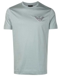 Мужская мятная футболка с круглым вырезом с вышивкой от Emporio Armani