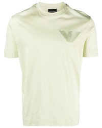 Мужская мятная футболка с круглым вырезом с вышивкой от Emporio Armani